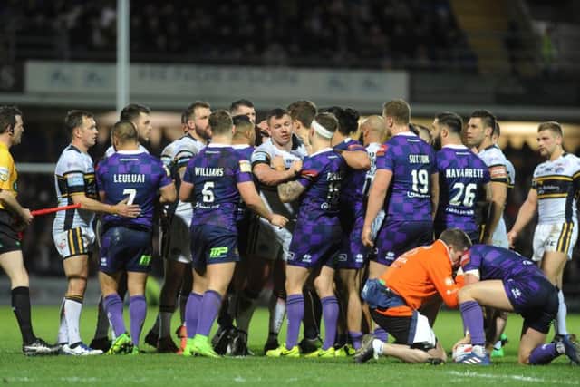 Wigan and Leeds players scuffle as Brett Ferres is sin-binned