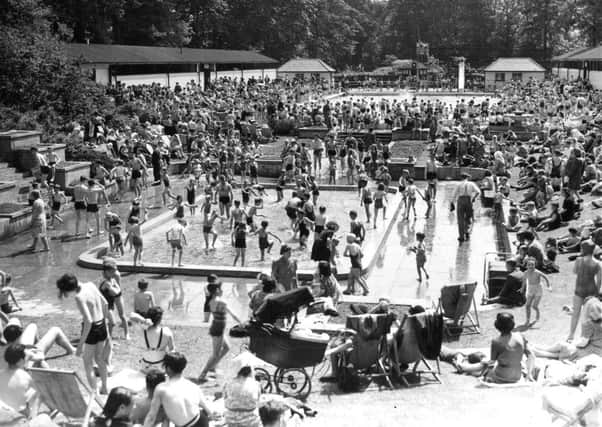 The open air bathing pool at Roundhay Park, Leeds, on Whit Monday, 1944. Pic: Leeds Parks and Countryside.