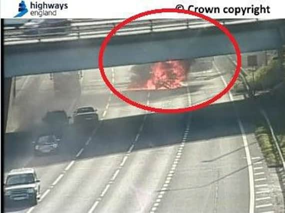 The car fire on the M62