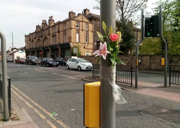 A bouquet of flowers at the scene in Chapeltown this morning.