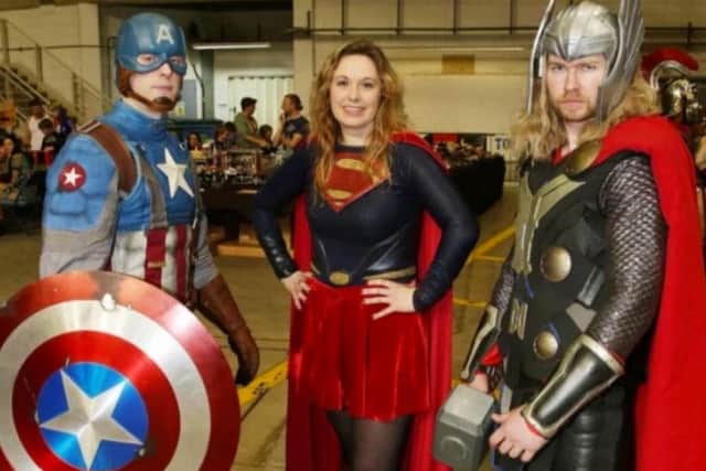 Superheroes Captain America, Superwoman and Thor at last year's Yorkshire Cosplay Con at Sheffield Arena.
