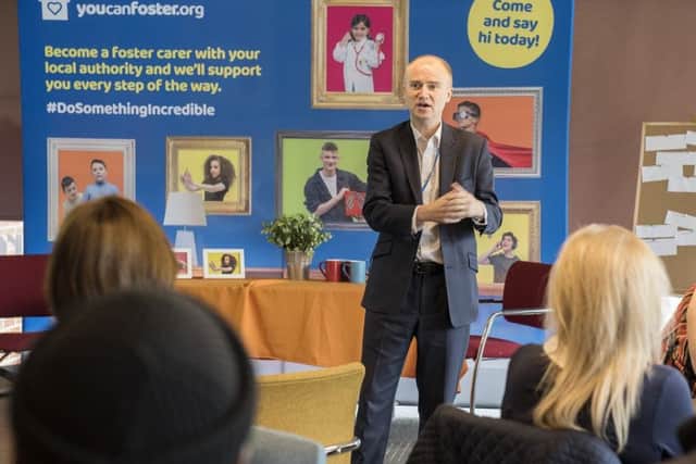 Leeds City Council's chief executive Tom Riordan speaking at the launch of the You Can Foster campaign.