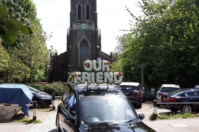 A hearse carrying the coffin of Ugo Ehiogu leaves St Michael's Church in South Grove, London, after the funeral service. PIC: PA