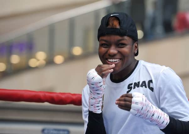 Nicola Adams OBE takes part in a public sparing session at Trinity Leeds. Picture: Tony Johnson.