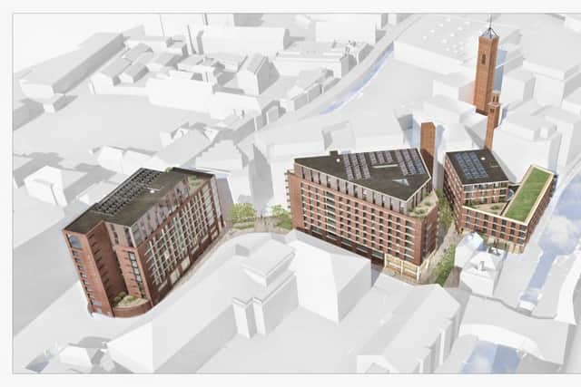 A computer generated impression of the proposed Mustard Wharf scheme in Leeds.