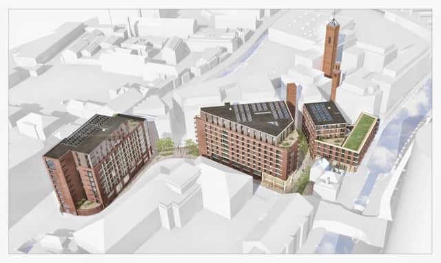 A computer generated impression of the proposed Mustard Wharf scheme in Leeds.