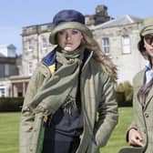 Brook Taverner Yorkshire Agricultural Society new women's jackets and accessories made from Great Yorkshire Tweed: YAS shooting coat, ?350; cashmere roll neck, jumper ?80;, soft hat ?45; tweed scarf, ?20. Right: single-breasted two-button jacket, ?250; blouse, ?40; cap, ?49.