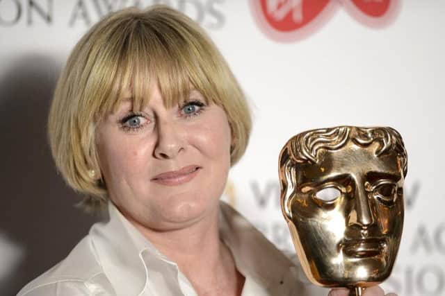 Happy Valley star Sarah Lancashire with her Bafta award.