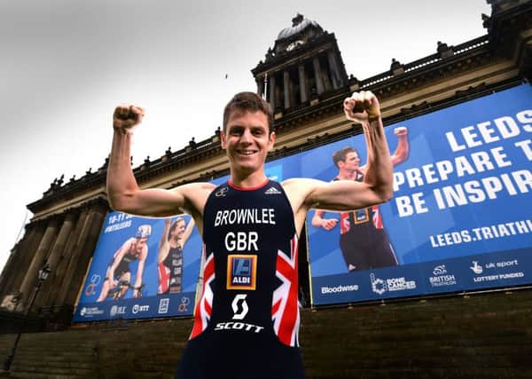 INSPIRATION: Jonny Brownlee outside the town hall in Leeds.