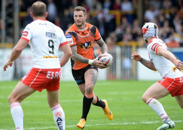 Zak Hardaker looks for the pass in Saturday's win over St Helens. Picture: Bruce Rollinson