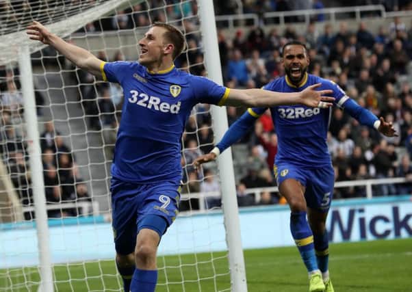PROLIFIC: Leeds United striker Chris Wood celebrates his 28th goal of the season in April's 1-1 draw at Newcastle United.