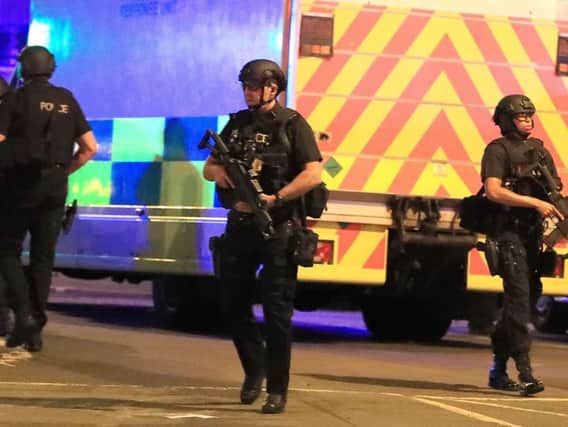 Armed police in Manchester following Monday's terror attack