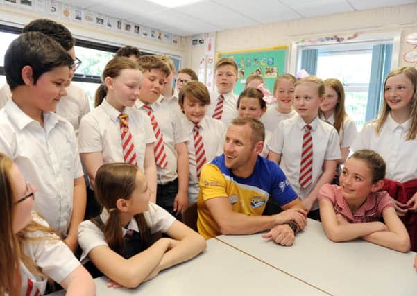 Rob Burrow at the NSPCC workshop at Seven Hills Primary School, Morley, Leeds.