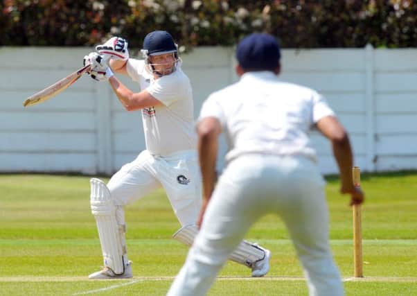 Hanging Heaton opener Nick Connolly guides the ball for a single. PIC: Steve Riding