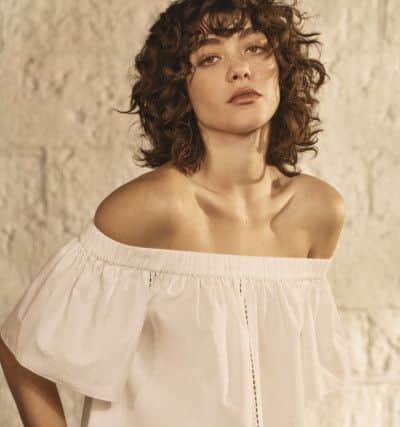 White cotton Bardot top, Â£45, by And/Or at John Lewis.