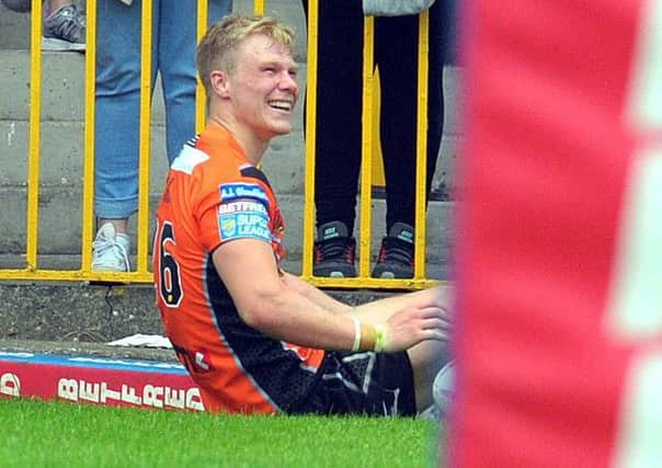 Kieran Gill who was injured scoring a try on his Castleford debut against St Helens.
