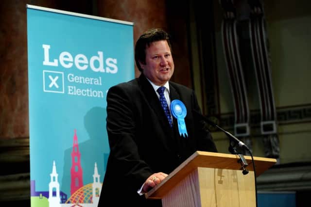 General Election 2017.Conservative's Alec Shelbrooke regains his Elmet and Rothwell constituency at Leeds Town Hall.8th June 2017.Picture Jonathan Gawthorpe