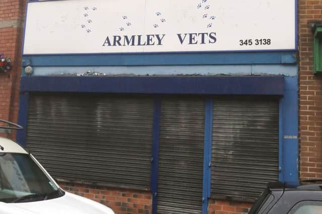 Armley Vets in Leeds where more than two dozens animals were found in suffering.