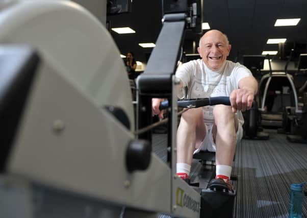 9 June 2017.......      Dr Martin Berger, 88, of Adel has clocked up more than 3,500 gym visits in 31 years and believes exercise is the key to a stress free life. He uses the rowing machine, treadmill and exercise bike on his regular trips to to the gym at the Vilage Hotel on Otley Road, Headingley. Picture Tony Johnson.