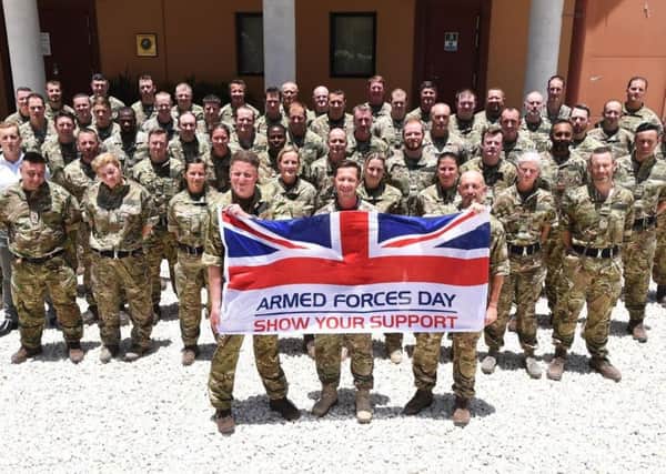 United Kingdom Component Command head quarters personnel  wishing those at home and deployed a Happy Armed Forces Day