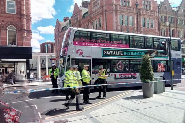VIDEO: Road closed after man hit by bus in Leeds city centre