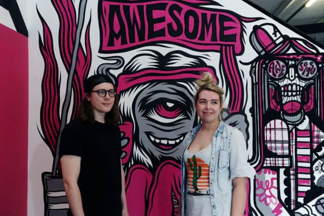 Leeds council have signed up a local firm Awesome Merchandise, to exclusively produce the merchandise for Leeds 2023. Pictured Luke and Charlotte Hodson.14th June 2017.Picture Jonathan Gawthorpe
