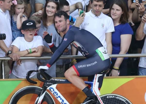 Great Britain's Mark Cavendish with his wife Peta and children following the Men's Men's Omniumin Rio last year. Picture: PA.
