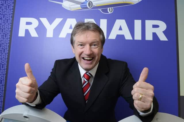 Tony Hallwood, pictured celebrating the introduction of Ryanair's Leeds Bradford  Girona Barcelona service