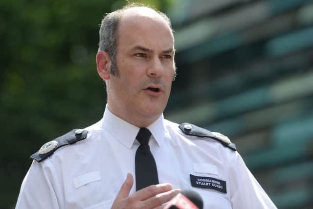 Metropolitan Police Commander Stuart Cundy speaking to the media near Grenfell Tower.