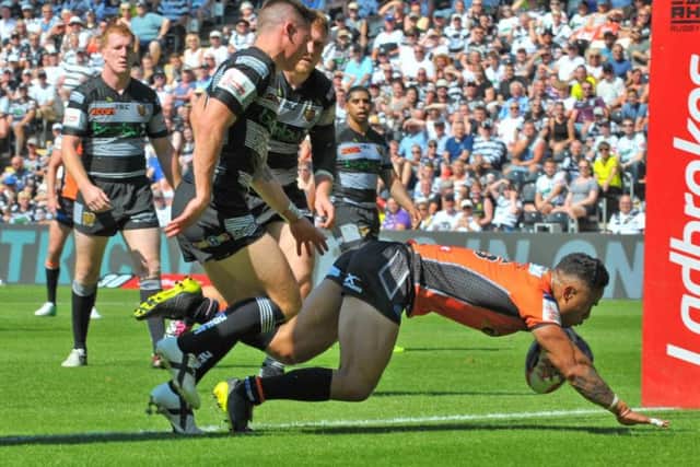 Ben Roberts' try helped keep the Tigers in the hunt against Hull. PIC: Steve Riding