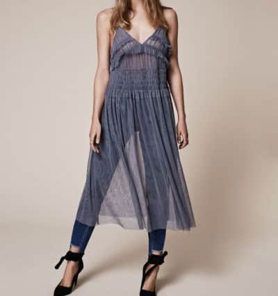 V by Very grey chiffon dress, Â£55, and jeans, Â£35. Available from a selection at Very.co.uk .