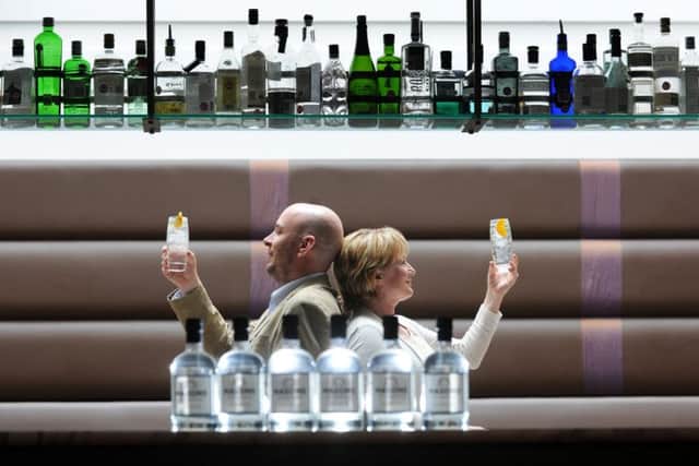 Karl Mason with his wife Catherine with Yorkshire's first Gin, at the New Ellington, York Place, Leeds...12th June 2013.Picture by Simon Hulme