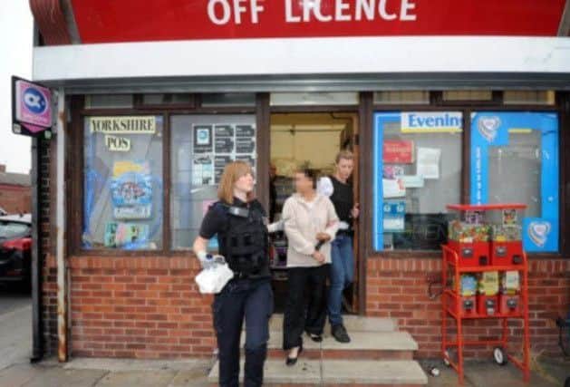 Border Agency officers raiding the store in Featherstone.