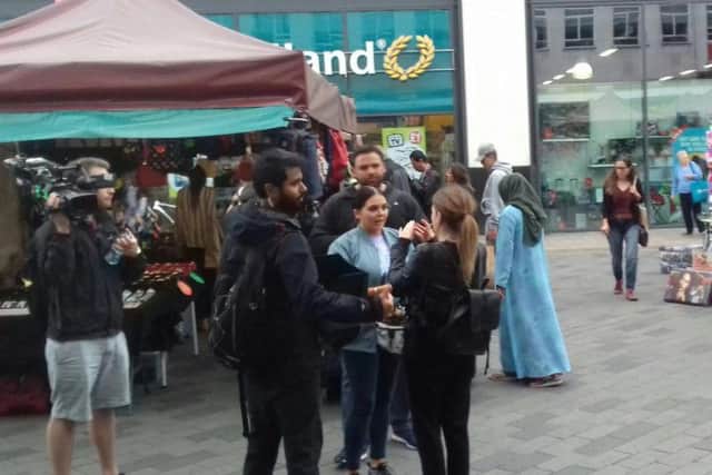 Scarlett Moffatt filming Streetmate in Sheffield.