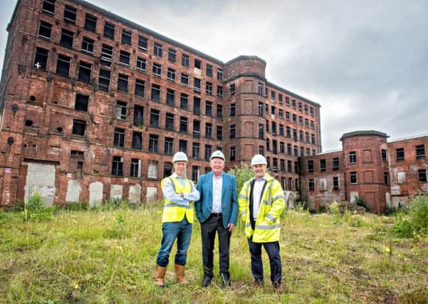 Victoria Riverside Apartments Scheme.  The picture shows, from left to right;   Simon Davies, Contracts Director, JM Construction (Leeds) Ltd John Mulleady, Managing Director, JM Construction (Leeds) Ltd Tony Lupton, Managing Director, Beckwith Design Associates Ltd.