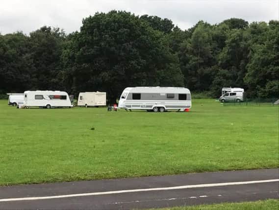 Travellers have turned up in Alwoodley Village Green, Leeds. Photo: Melvyn Scott