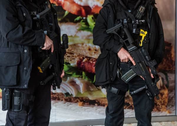 Picture James Hardisty. Armed police in Leeds after the terrorist attack outside the Houses of Parliament, London.
