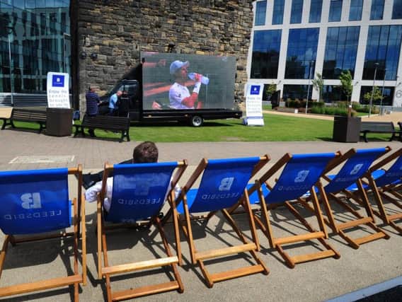 The deckchairs in place in front of the big screen