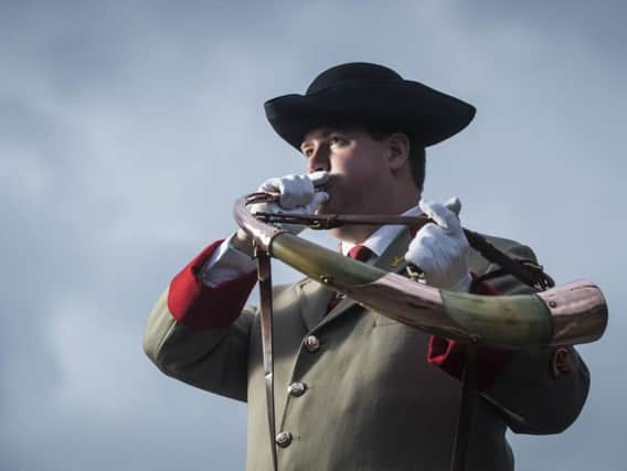 Ripon City Hornblower Wayne Cobbett blows a horn, a centuries-old ceremonial role that started in AD886, as Ripon advertises to recruit a new member of the Hornblowing Team. Picture: Danny Lawson/PA Wire