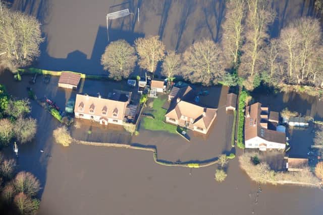An aerial picture showing the flooding in Tadcaster in 2015.