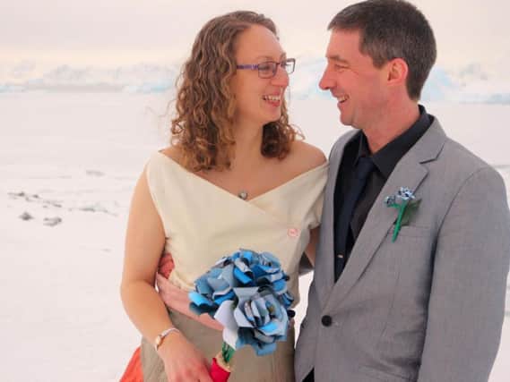 Julie and Tom tied the knot in Antarctica. (Photo: PA).