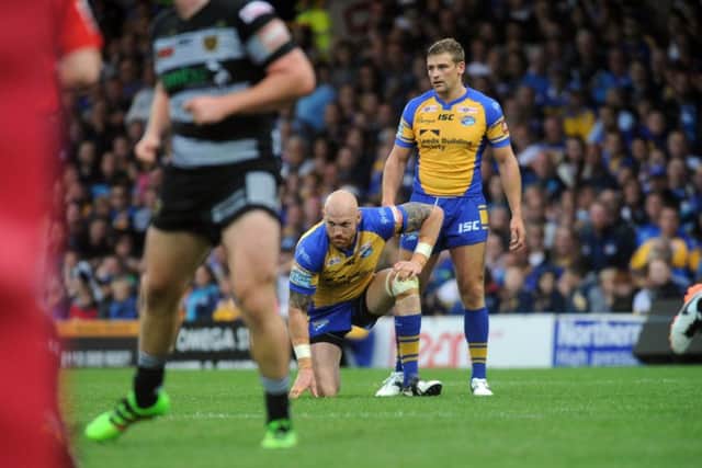Injured Leeds Rhinos pack man Keith Galloway.