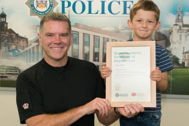 Diego Grabowski impressed police and received a certificate.