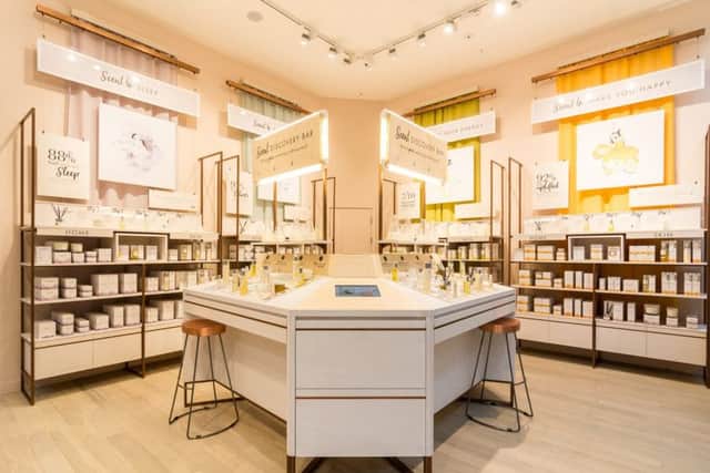 WORLD OF NEOM: Inside the Neom Organics store at the Victoria Gate shopping centre in Leeds.