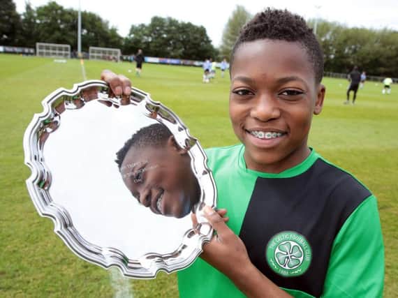 Dembele: Star of the future Karamoko Dembl, of Celtic with hisYoudanTrophy player of the tournament award 2016