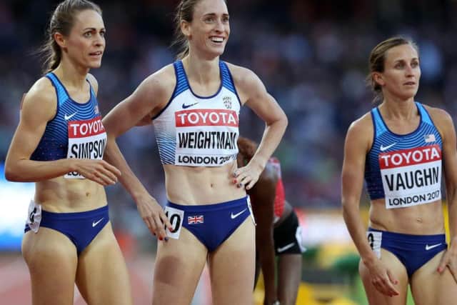 Laura Weightman smiles as she looks at the big screen following her semi-final at the London Stadium (Photo: PA)