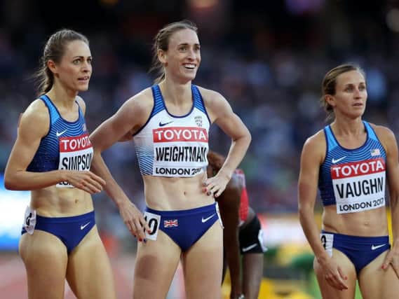 Laura Weightman smiles as she looks at the big screen following her semi-final at the London Stadium (Photo: PA)