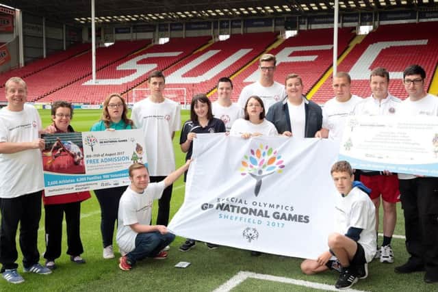 Britain's Got Talent star Kyle Tomlinson helped athletes launch the Special Olympics event at Bramall Lane, Sheffield, in July. PIcture: Glenn Ashley.