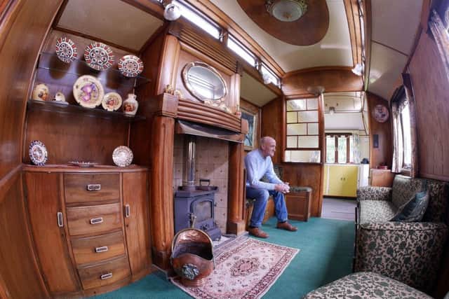 Robert Dunkerley with his vintage showman's wagon