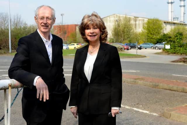 Wakefield Council leader Peter Box and Coun Denise Jeffery at the old chemical works.
